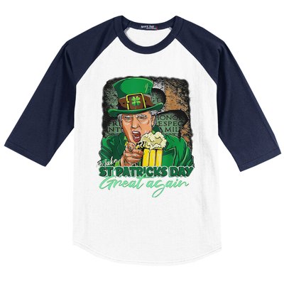 Make St Patricks Day Great Again Funny Trump Baseball Sleeve Shirt