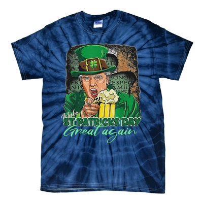 Make St Patricks Day Great Again Funny Trump Tie-Dye T-Shirt