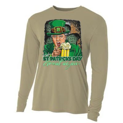 Make St Patricks Day Great Again Funny Trump Cooling Performance Long Sleeve Crew