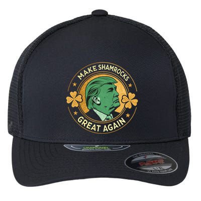 Make St PatrickS Day Great Again Lucky Trump Shamrock Gift Flexfit Unipanel Trucker Cap