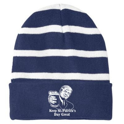 Make St Patricks Day Great Again Funny Trump(1) Striped Beanie with Solid Band