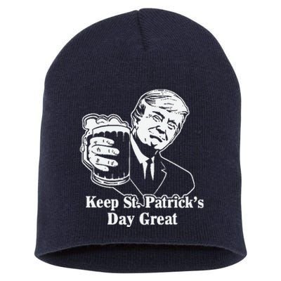 Make St Patricks Day Great Again Funny Trump(1) Short Acrylic Beanie