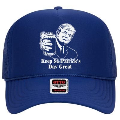 Make St Patricks Day Great Again Funny Trump(1) High Crown Mesh Back Trucker Hat