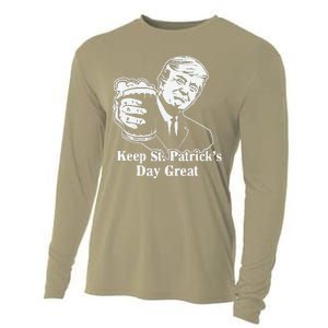 Make St Patricks Day Great Again Funny Trump(1) Cooling Performance Long Sleeve Crew