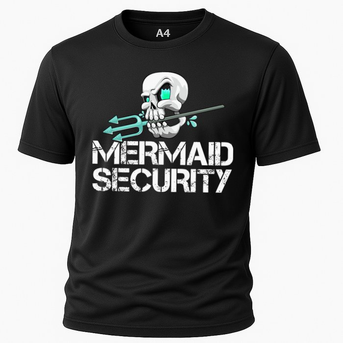 Mermaid Security Pirate Skull Swim Team Swimmer Cooling Performance Crew T-Shirt