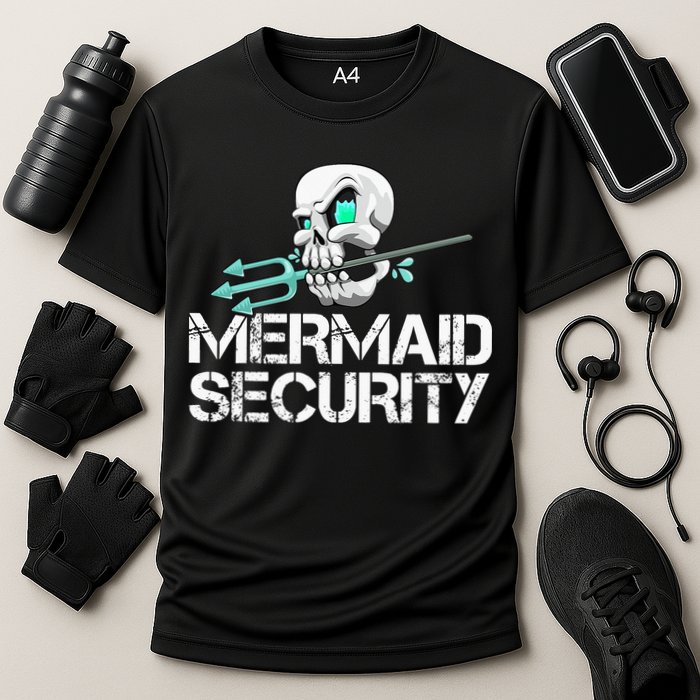 Mermaid Security Pirate Skull Swim Team Swimmer Cooling Performance Crew T-Shirt