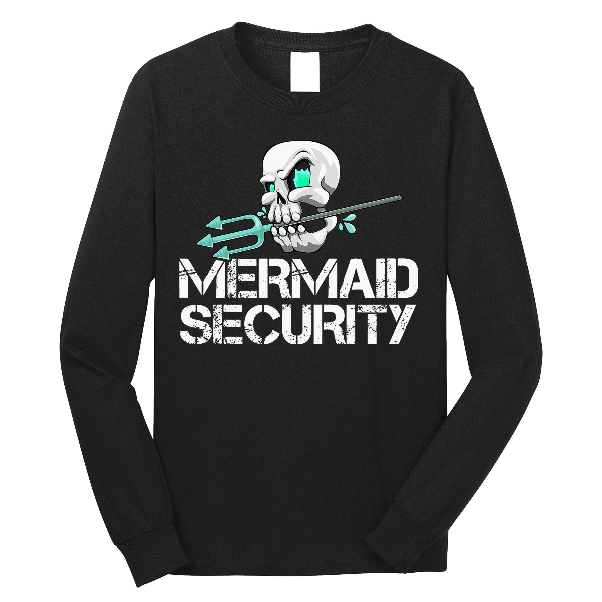 Mermaid Security Pirate Skull Swim Team Swimmer Long Sleeve Shirt