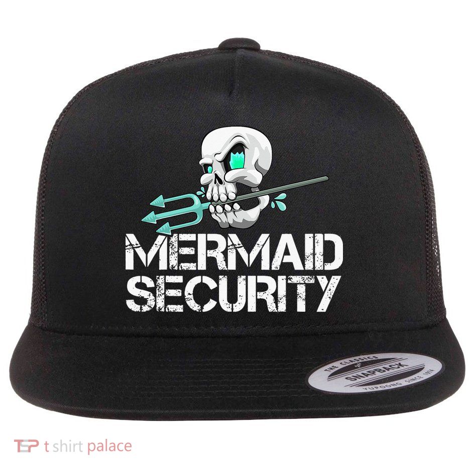 Mermaid Security Pirate Skull Swim Team Swimmer Flatbill Hat