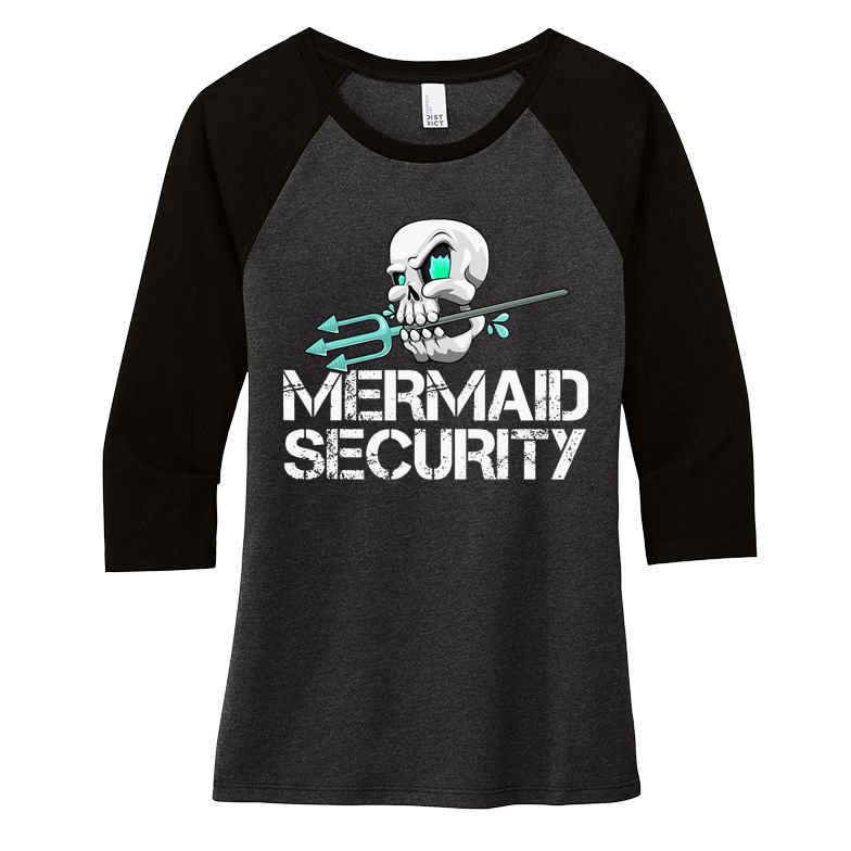 Mermaid Security Pirate Skull Swim Team Swimmer Women's Tri-Blend 3/4-Sleeve Raglan Shirt