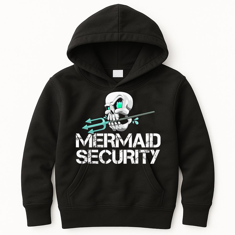 Mermaid Security Pirate Skull Swim Team Swimmer Kids Hoodie