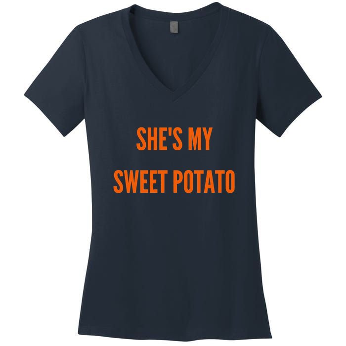 My Sweet Potato I YAM Matching Couple's Women's V-Neck T-Shirt