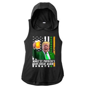 Make St PatrickS Day Great Again Funny Trump Ladies PosiCharge Tri-Blend Wicking Draft Hoodie Tank