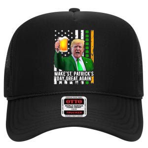 Make St PatrickS Day Great Again Funny Trump High Crown Mesh Back Trucker Hat