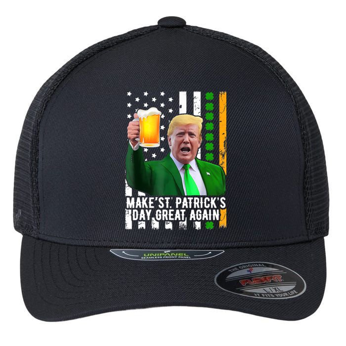 Make St PatrickS Day Great Again Funny Trump Flexfit Unipanel Trucker Cap