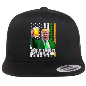 Make St PatrickS Day Great Again Funny Trump Flat Bill Trucker Hat