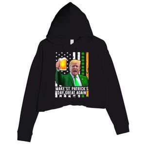 Make St PatrickS Day Great Again Funny Trump Crop Fleece Hoodie