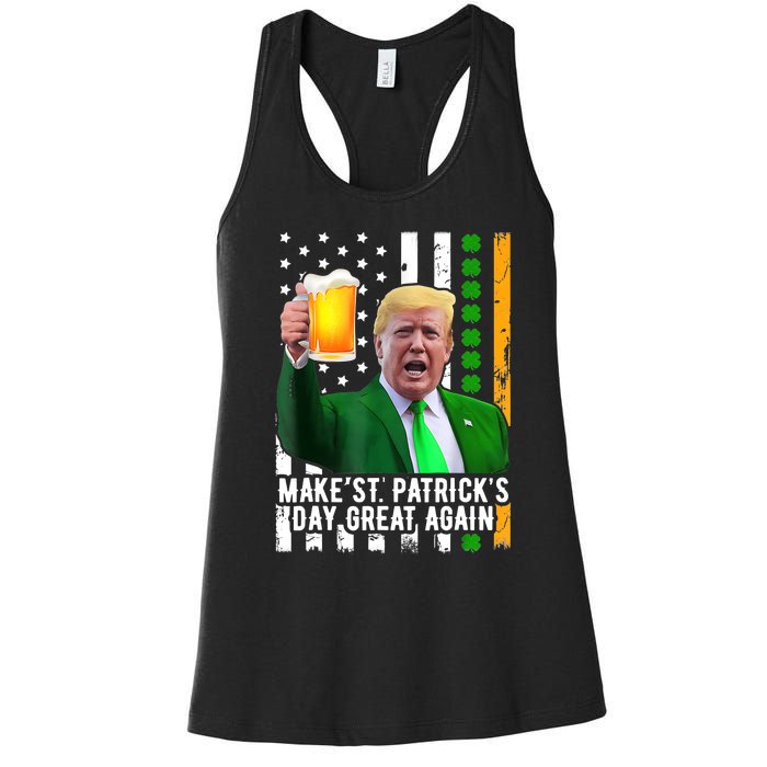 Make St PatrickS Day Great Again Funny Trump Women's Racerback Tank