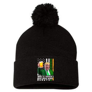 Make St PatrickS Day Great Again Funny Trump Pom Pom 12in Knit Beanie