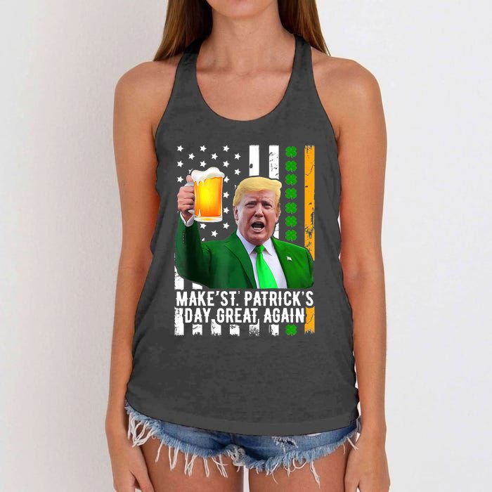 Make St PatrickS Day Great Again Funny Trump Women's Knotted Racerback Tank