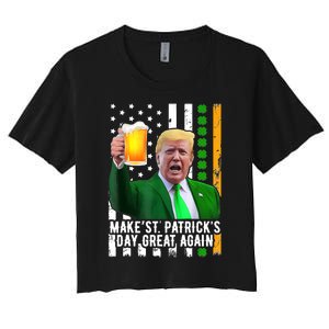 Make St PatrickS Day Great Again Funny Trump Women's Crop Top Tee