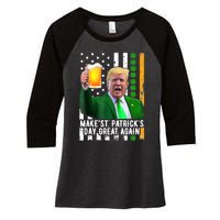 Make St PatrickS Day Great Again Funny Trump Women's Tri-Blend 3/4-Sleeve Raglan Shirt