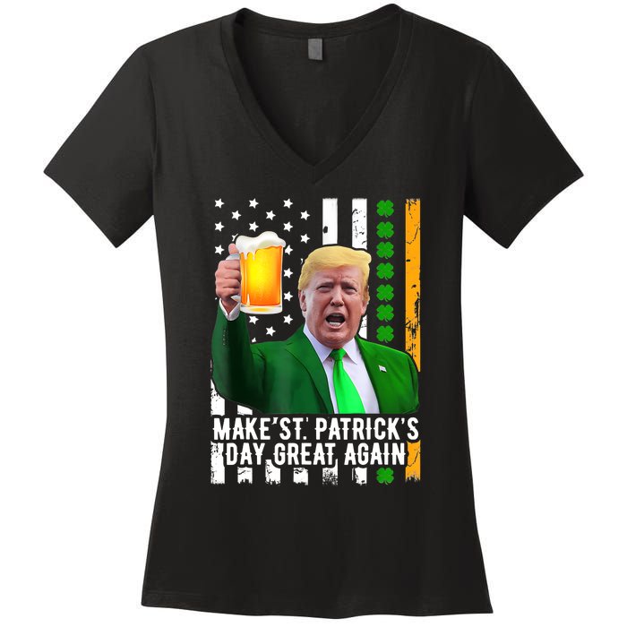 Make St PatrickS Day Great Again Funny Trump Women's V-Neck T-Shirt