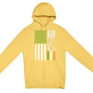 Mechanic St Patricks Day American Flag Green Shamrock Gift Premium Pullover Hoodie