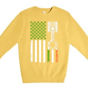 Mechanic St Patricks Day American Flag Green Shamrock Gift Premium Crewneck Sweatshirt