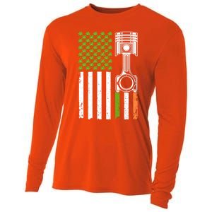 Mechanic St Patricks Day American Flag Green Shamrock Gift Cooling Performance Long Sleeve Crew