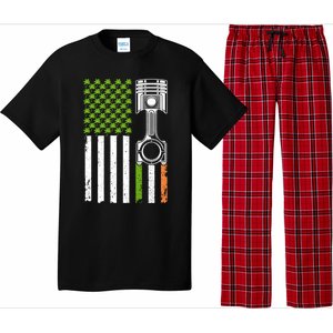 Mechanic St Patricks Day American Flag Green Shamrock Gift Pajama Set