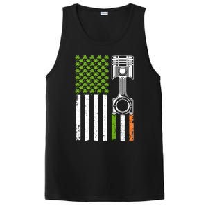 Mechanic St Patricks Day American Flag Green Shamrock Gift PosiCharge Competitor Tank