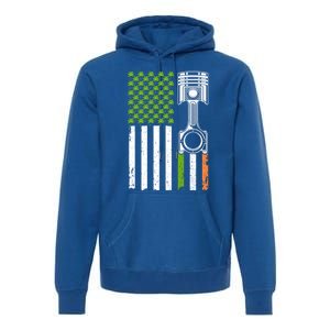 Mechanic St Patricks Day American Flag Green Shamrock Gift Premium Hoodie