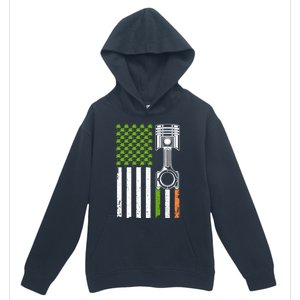 Mechanic St Patricks Day American Flag Green Shamrock Gift Urban Pullover Hoodie