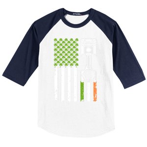 Mechanic St Patricks Day American Flag Green Shamrock Gift Baseball Sleeve Shirt