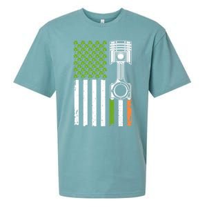 Mechanic St Patricks Day American Flag Green Shamrock Gift Sueded Cloud Jersey T-Shirt