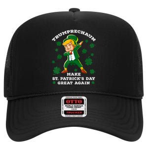 Make St Patricks Day Great Again Trump Leprechaun High Crown Mesh Back Trucker Hat