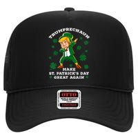 Make St Patricks Day Great Again Trump Leprechaun High Crown Mesh Back Trucker Hat