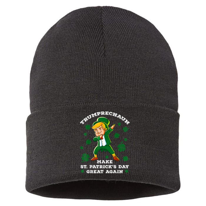 Make St Patricks Day Great Again Trump Leprechaun Sustainable Knit Beanie