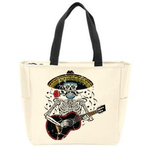 Mariachi Skeleton Playing Guitar Day Of The Dead Zip Tote Bag