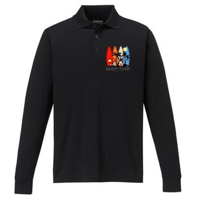 Maryland Sandy Point Retro Surfer Performance Long Sleeve Polo