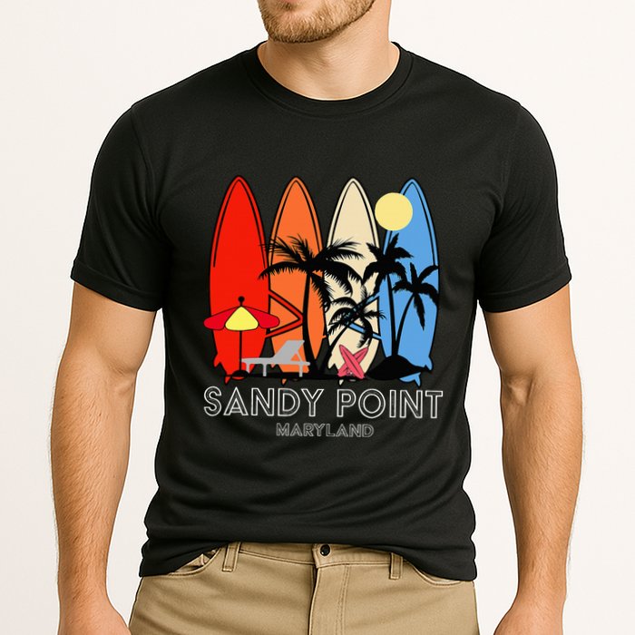Maryland Sandy Point Retro Surfer Cooling Performance Crew T-Shirt