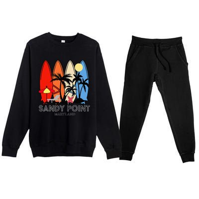 Maryland Sandy Point Retro Surfer Premium Crewneck Sweatsuit Set