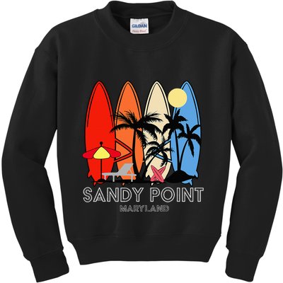 Maryland Sandy Point Retro Surfer Kids Sweatshirt