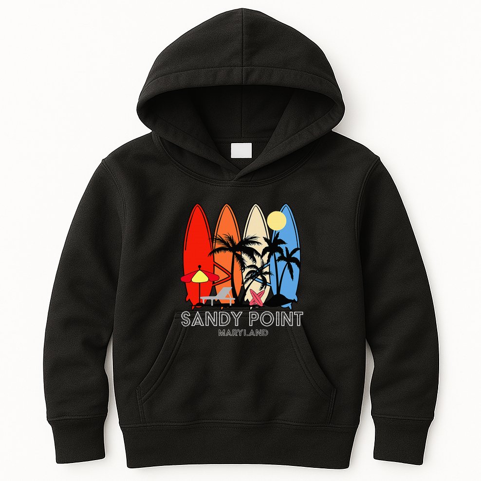 Maryland Sandy Point Retro Surfer Kids Hoodie