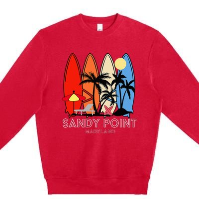 Maryland Sandy Point Retro Surfer Premium Crewneck Sweatshirt