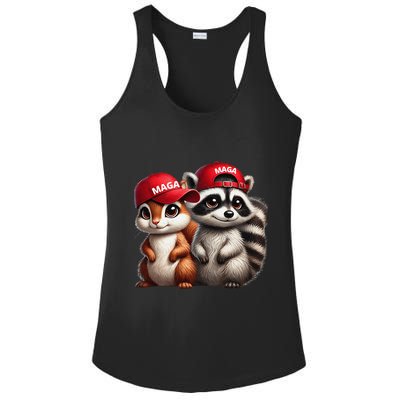 Maga Star Peanut The Squirrel & Fred The Raccoon Ladies PosiCharge Competitor Racerback Tank