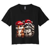 Maga Star Peanut The Squirrel & Fred The Raccoon Women's Crop Top Tee