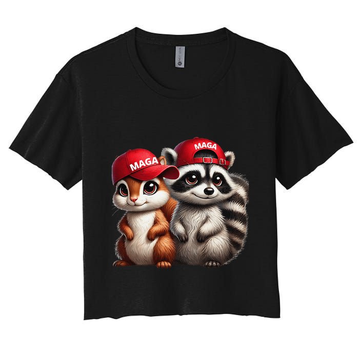 Maga Star Peanut The Squirrel & Fred The Raccoon Women's Crop Top Tee