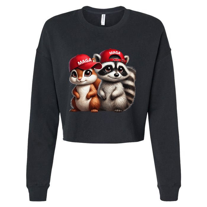 Maga Star Peanut The Squirrel & Fred The Raccoon Cropped Pullover Crew