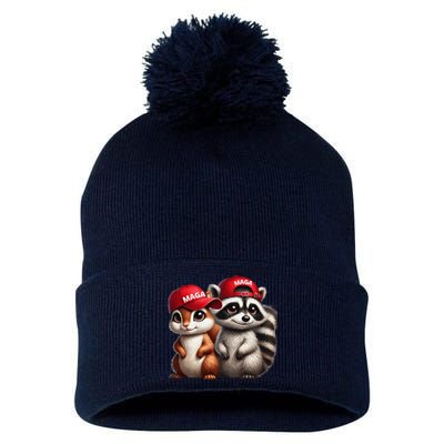 Maga Star Peanut The Squirrel & Fred The Raccoon Pom Pom 12in Knit Beanie